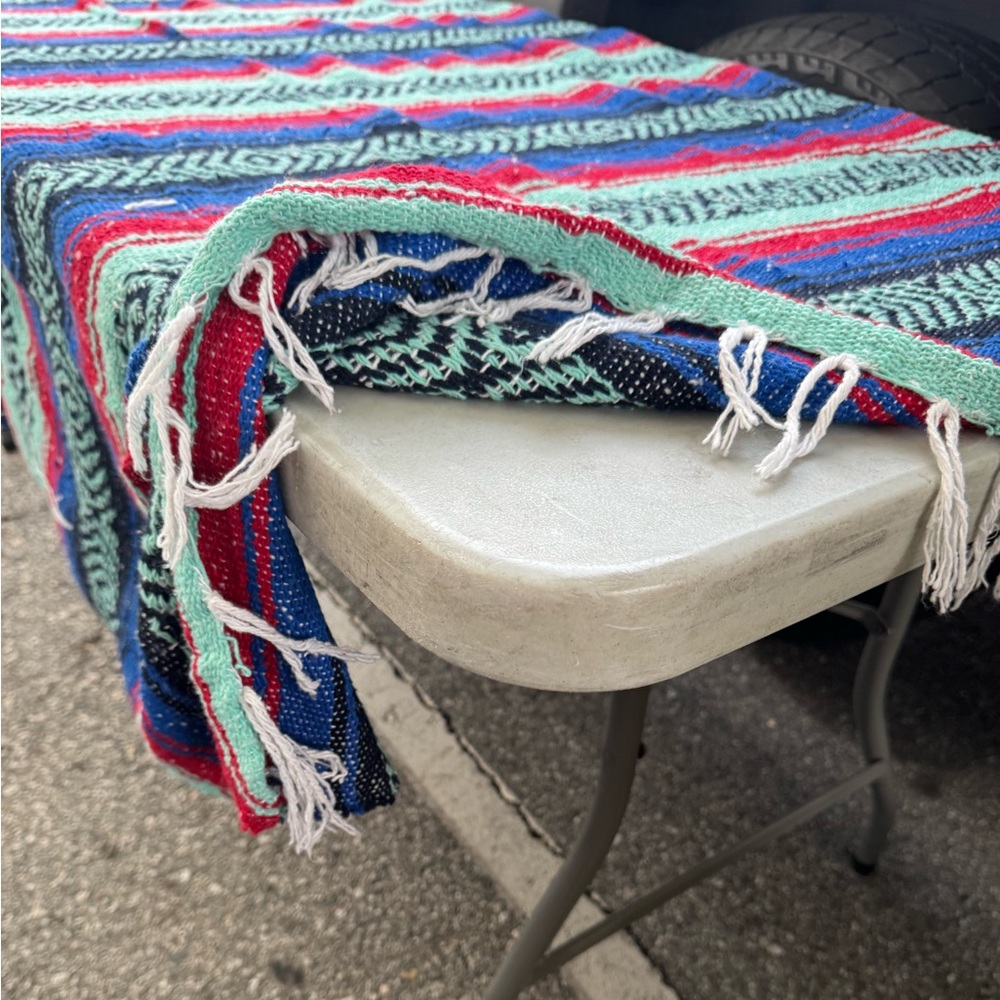 Colorful Woven Textile Blanket/ made in Mexico/ please read